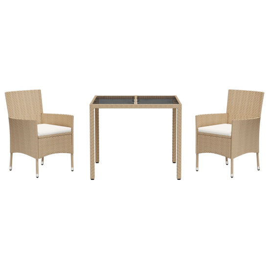 3-delige Tuinset met kussens poly rattan beige MeubelReus