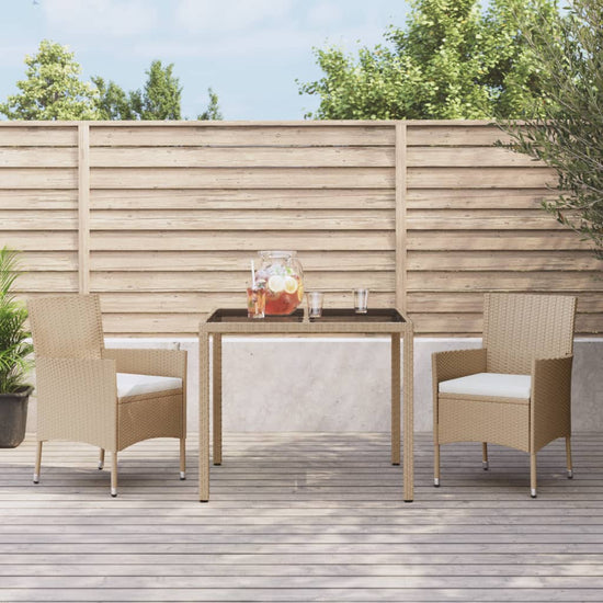 3-delige Tuinset met kussens poly rattan beige MeubelReus