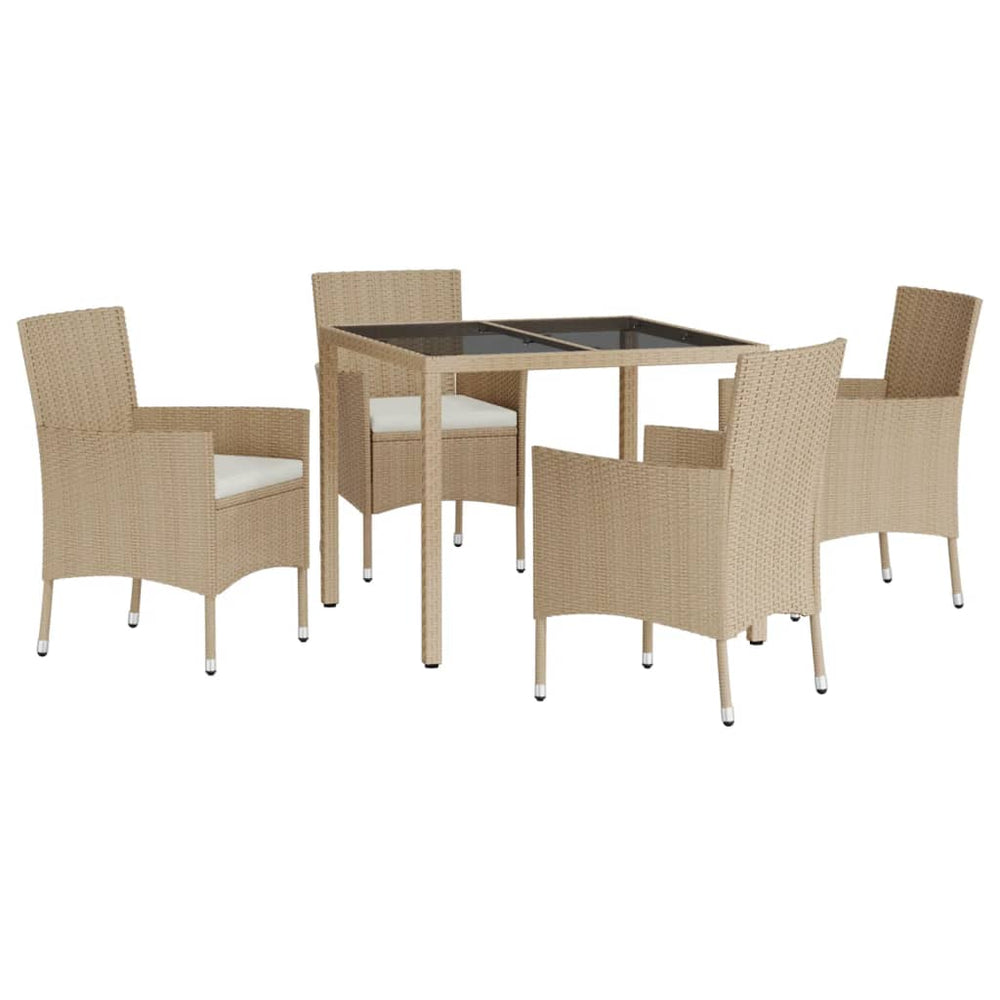 5-delige Tuinset met kussens poly rattan beige MeubelReus