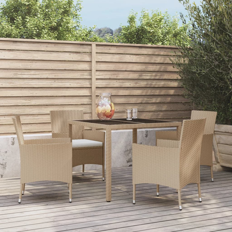 5-delige Tuinset met kussens poly rattan beige MeubelReus