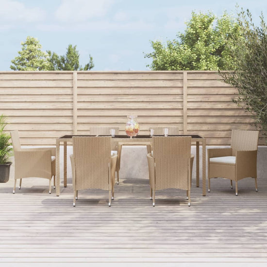 7-delige Tuinset met kussens poly rattan beige MeubelReus