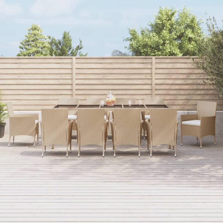 11-delige Tuinset met kussens poly rattan beige MeubelReus