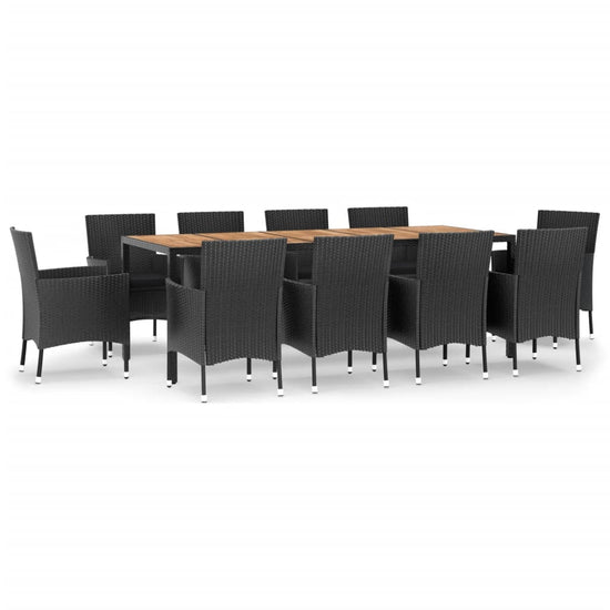 11-delige Tuinset met kussens poly rattan zwart MeubelReus