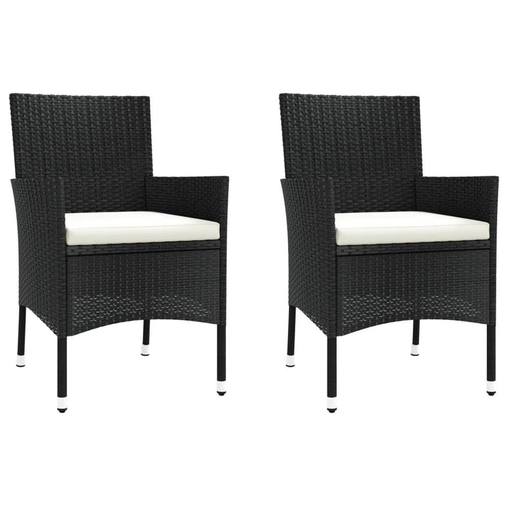 3-delige Bistroset met kussens poly rattan zwart MeubelReus