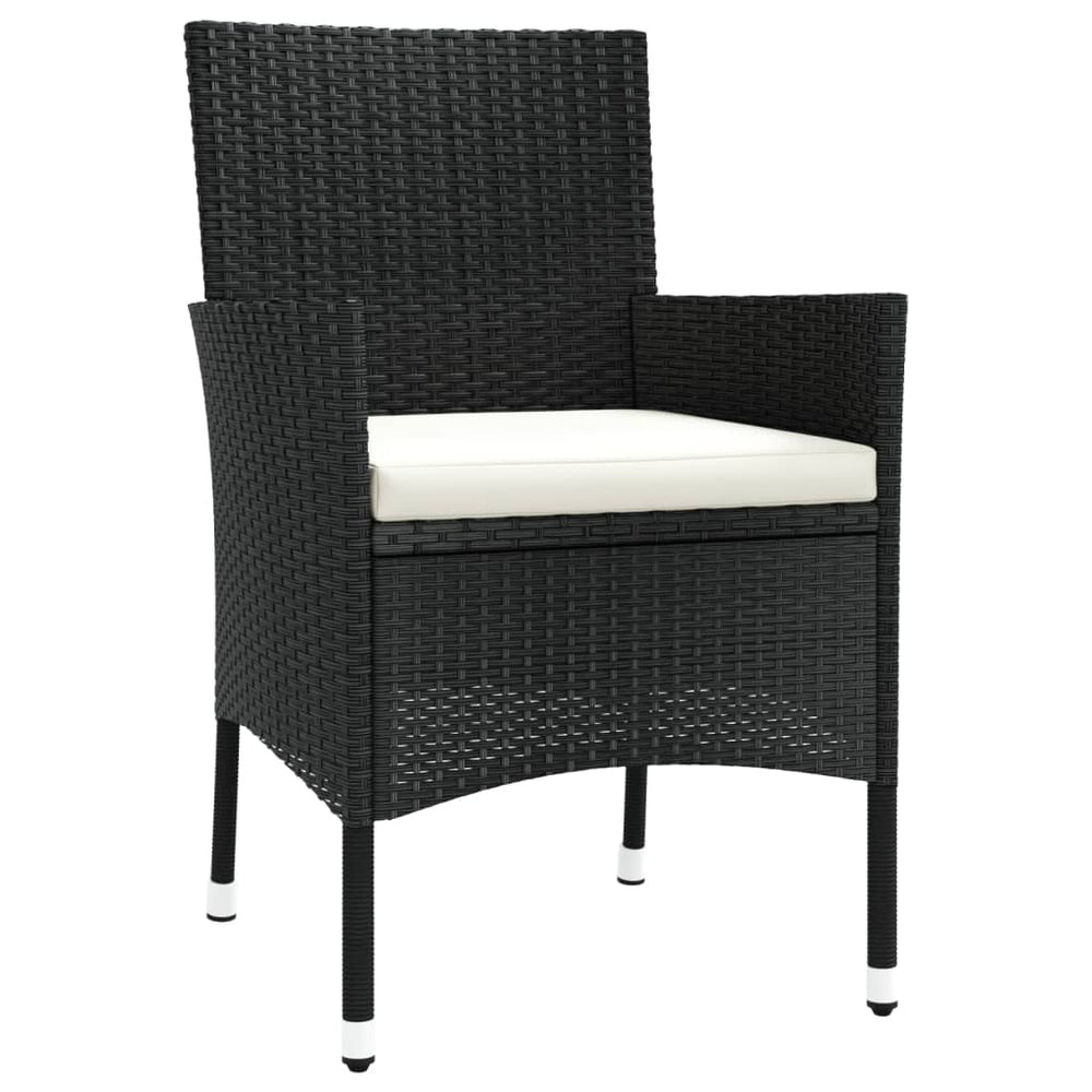 3-delige Bistroset met kussens poly rattan zwart MeubelReus
