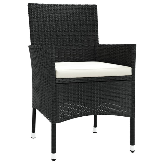 3-delige Bistroset met kussens poly rattan zwart MeubelReus