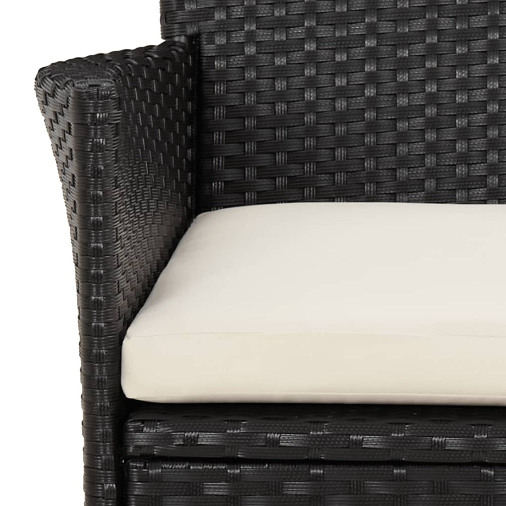 3-delige Bistroset met kussens poly rattan zwart MeubelReus