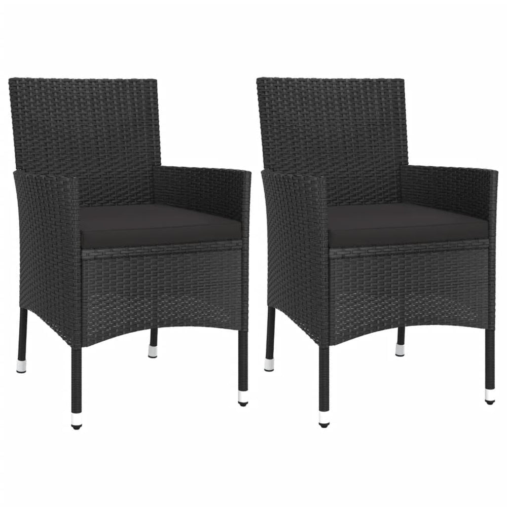 3-delige Bistroset met kussens poly rattan zwart MeubelReus