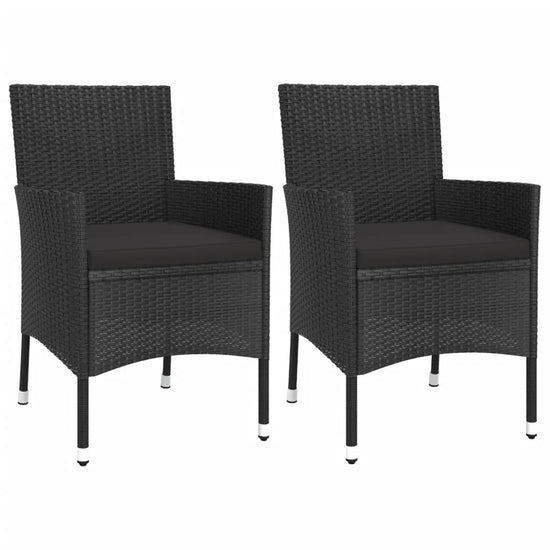 3-delige Bistroset met kussens poly rattan zwart MeubelReus