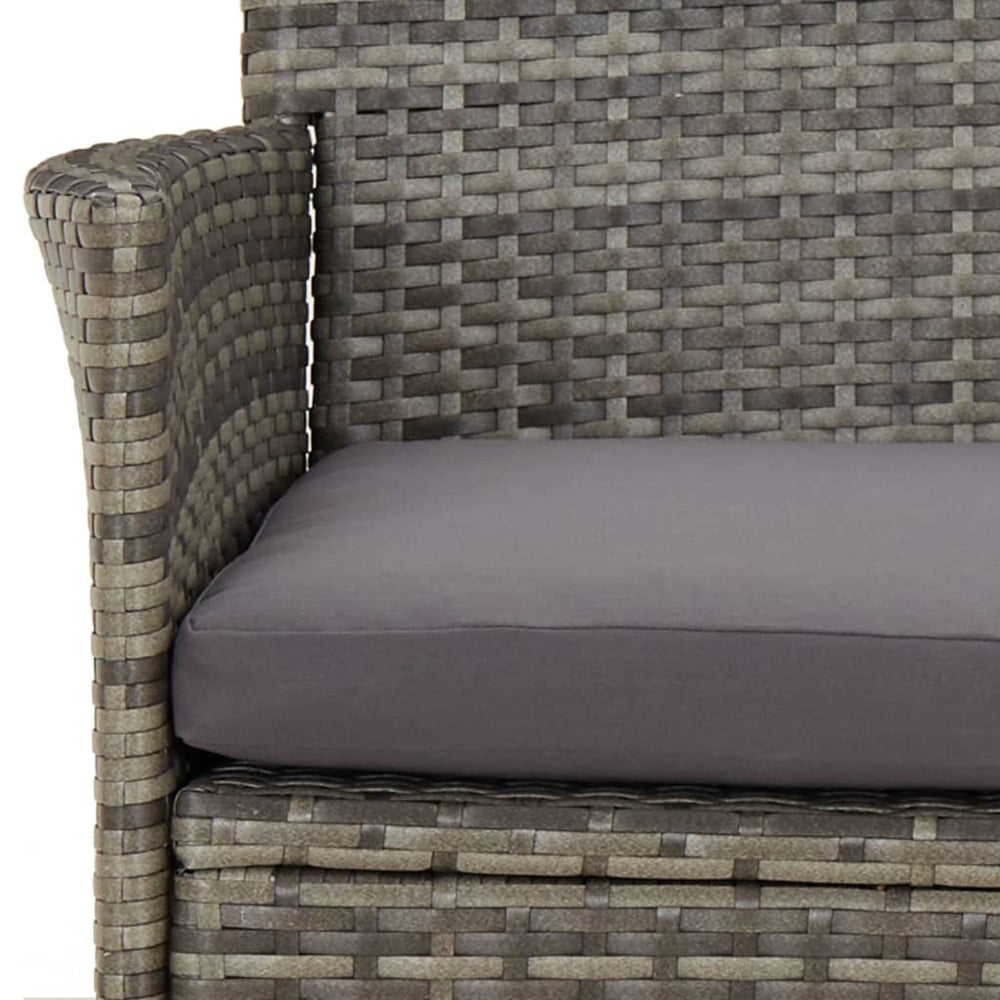 3-delige Bistroset met kussens poly rattan grijs MeubelReus