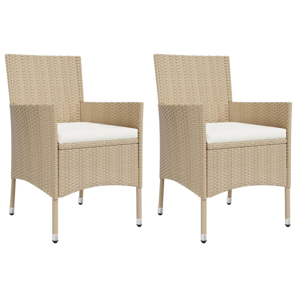 3-delige Bistroset met kussens poly rattan beige MeubelReus