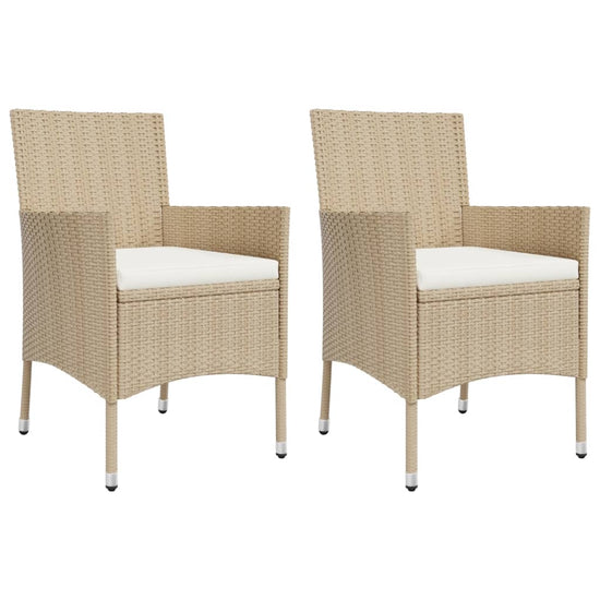 3-delige Bistroset met kussens poly rattan beige MeubelReus