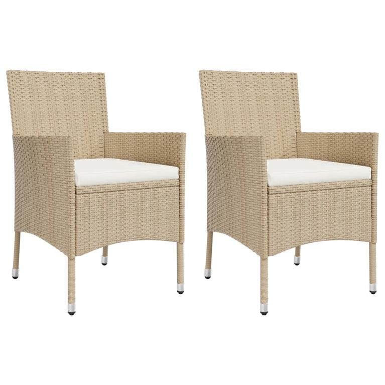3-delige Bistroset met kussens poly rattan beige MeubelReus
