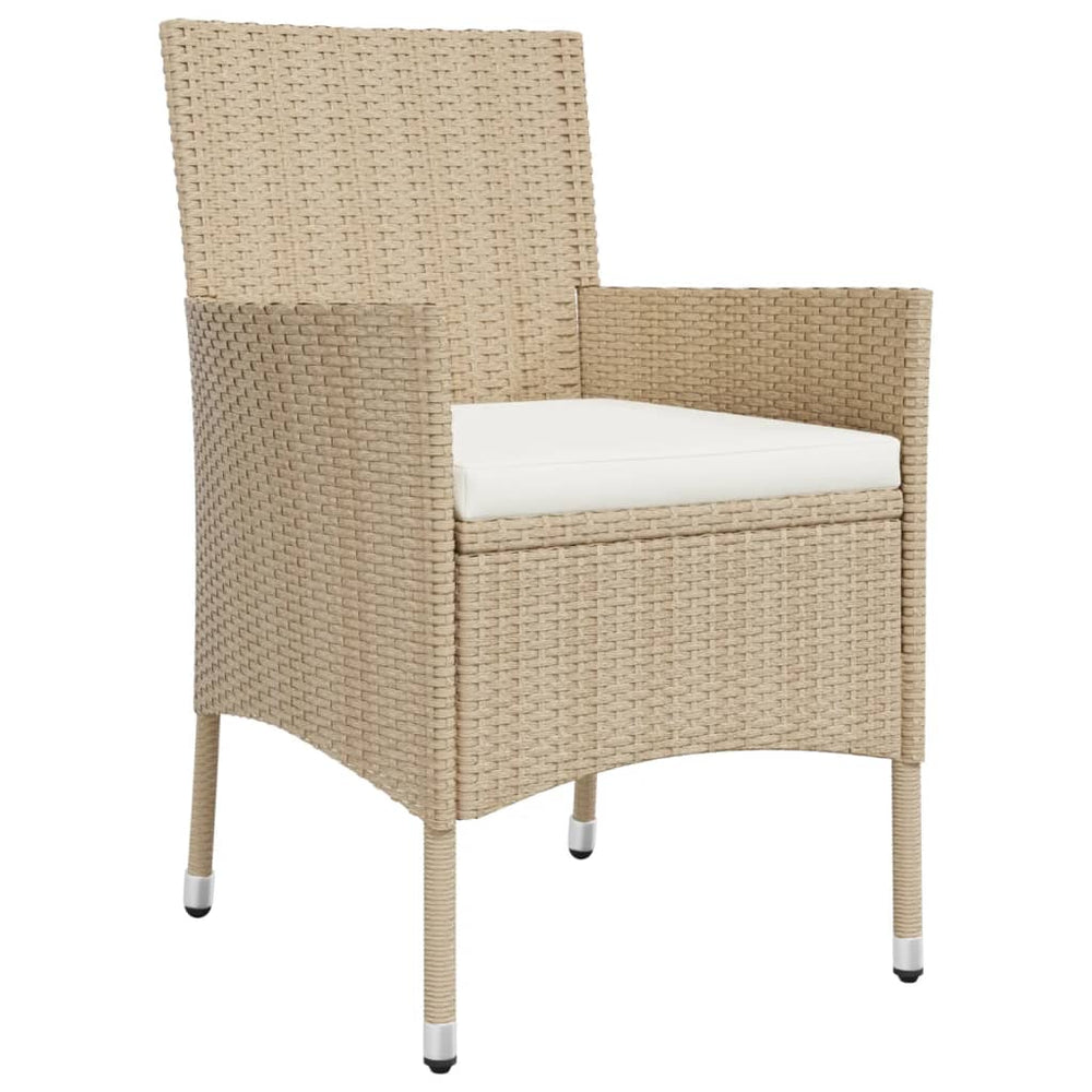 3-delige Bistroset met kussens poly rattan beige MeubelReus