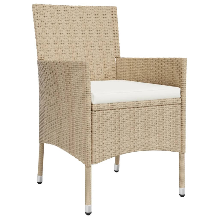 3-delige Bistroset met kussens poly rattan beige MeubelReus