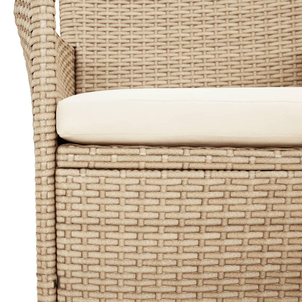 3-delige Bistroset met kussens poly rattan beige MeubelReus