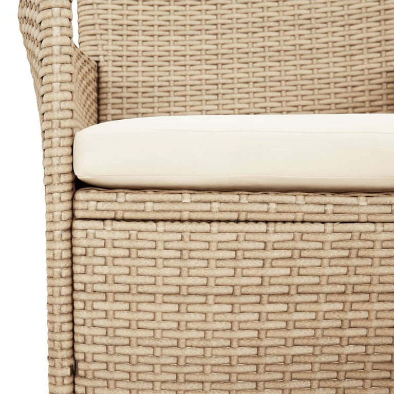 3-delige Bistroset met kussens poly rattan beige MeubelReus