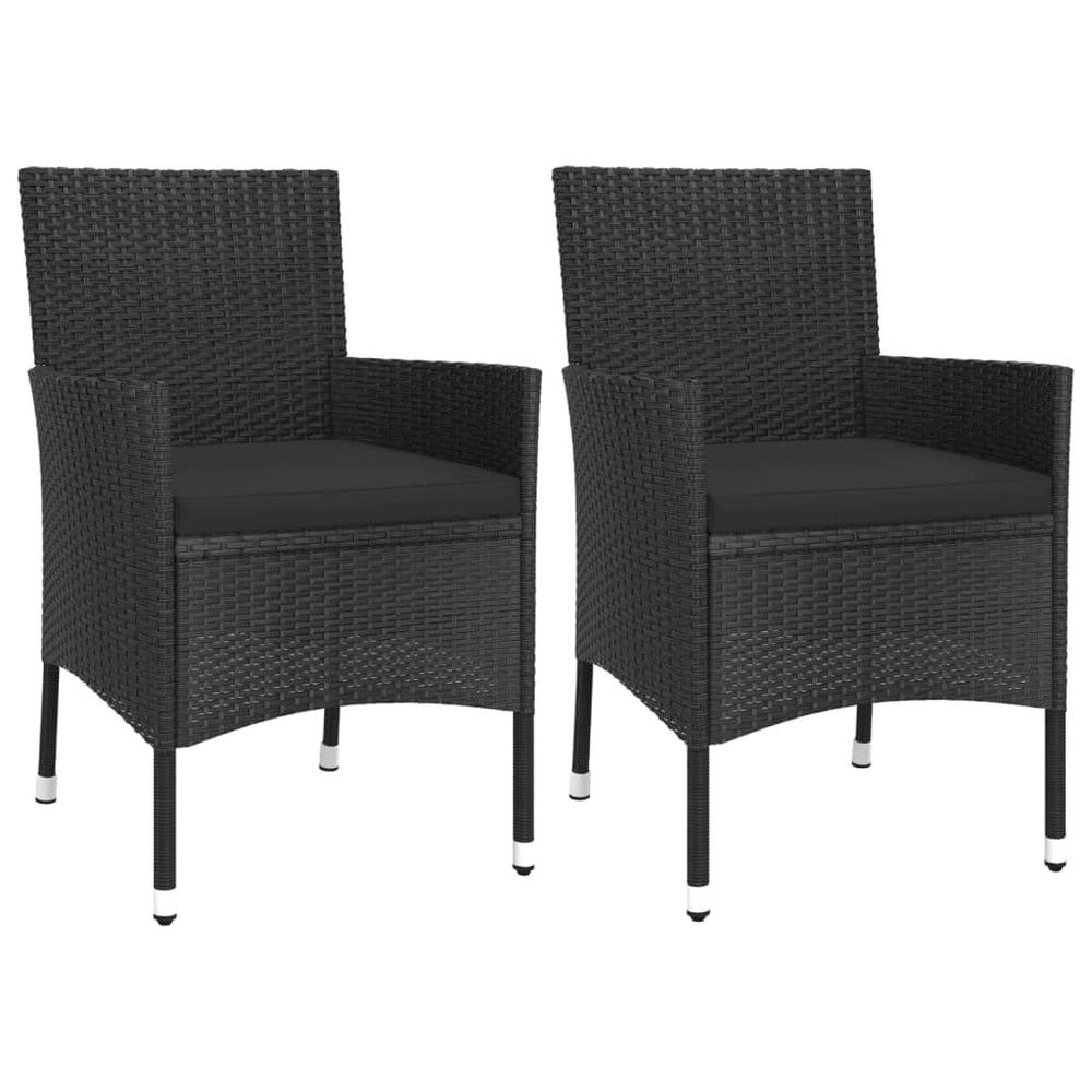 3-delige Bistroset met kussens poly rattan zwart MeubelReus