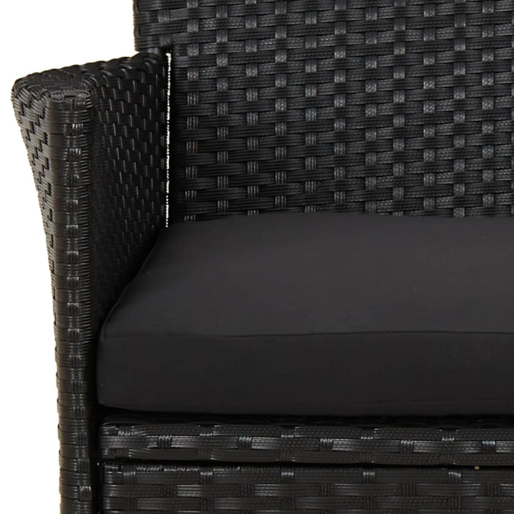 3-delige Bistroset met kussens poly rattan zwart MeubelReus