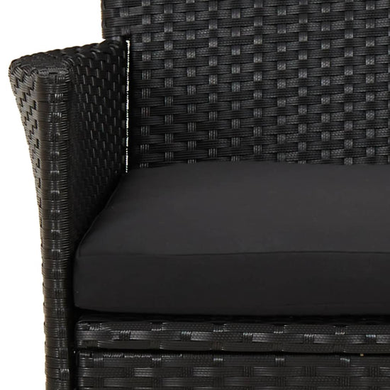 3-delige Bistroset met kussens poly rattan zwart MeubelReus