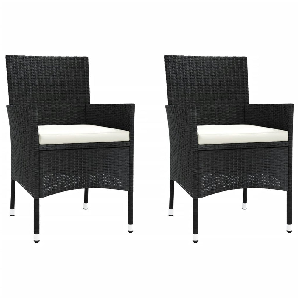 3-delige Bistroset met kussens poly rattan zwart MeubelReus