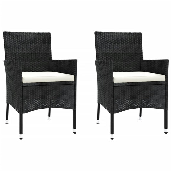3-delige Bistroset met kussens poly rattan zwart MeubelReus