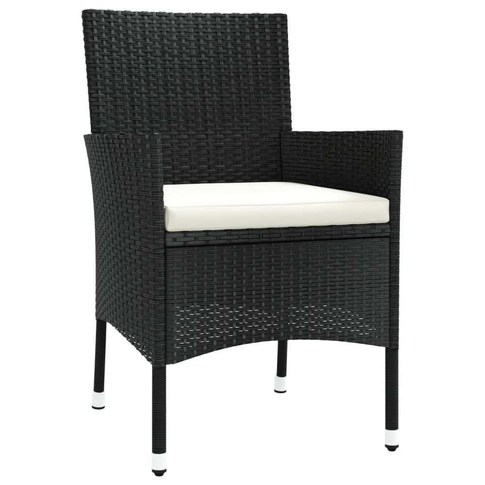 3-delige Bistroset met kussens poly rattan zwart MeubelReus