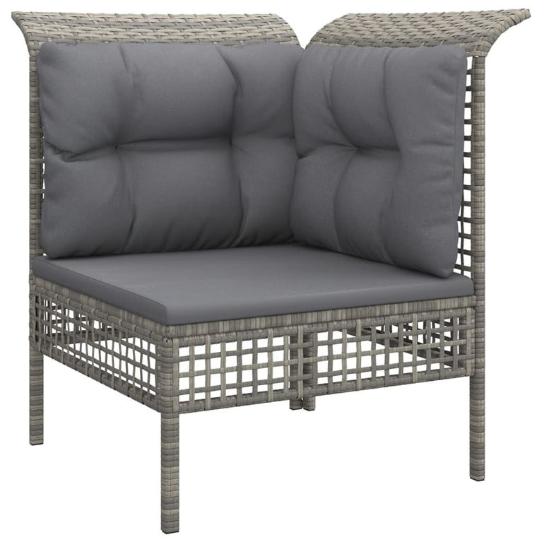 3-delige Loungeset met kussens poly rattan grijs MeubelReus