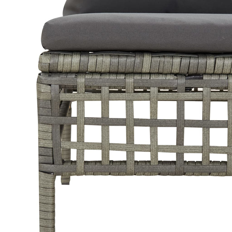 3-delige Loungeset met kussens poly rattan grijs MeubelReus