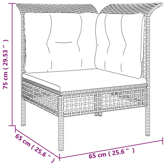 3-delige Loungeset met kussens poly rattan grijs MeubelReus
