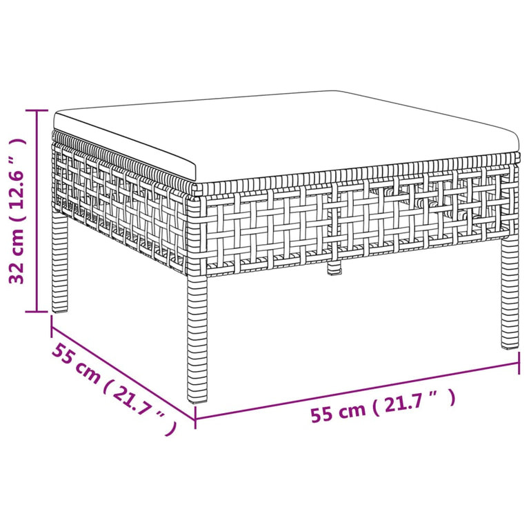 3-delige Loungeset met kussens poly rattan grijs MeubelReus