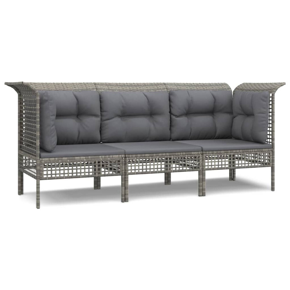 3-delige Loungeset met kussens poly rattan grijs MeubelReus