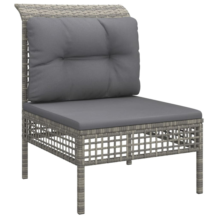 3-delige Loungeset met kussens poly rattan grijs MeubelReus