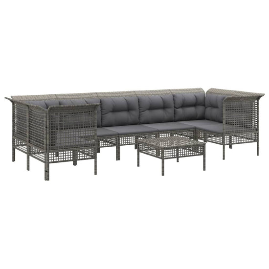 8-delige Loungeset met kussens poly rattan grijs MeubelReus