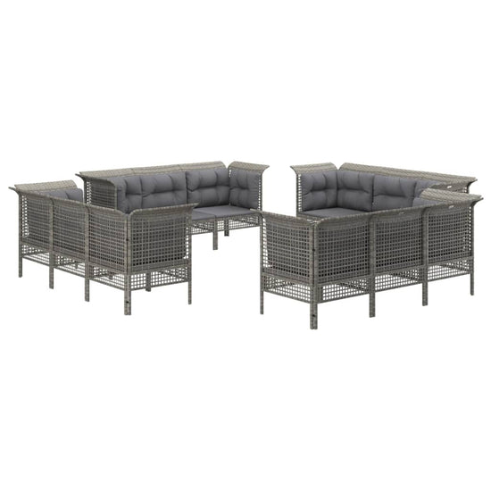 12-delige Loungeset met kussens poly rattan grijs MeubelReus