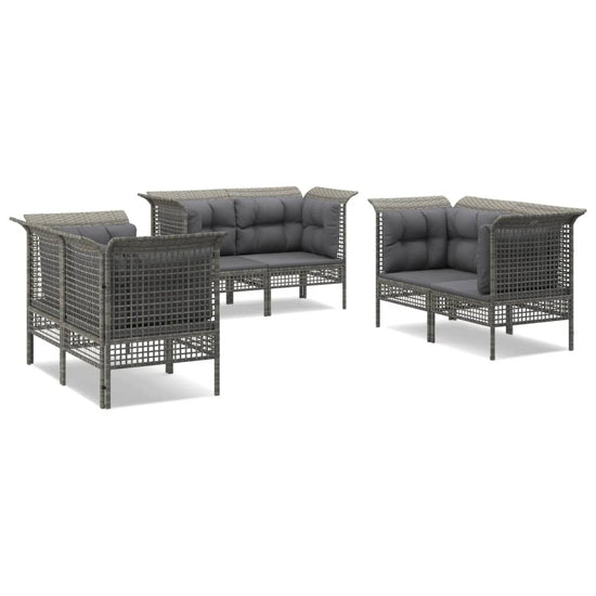 6-delige Loungeset met kussens poly rattan grijs MeubelReus