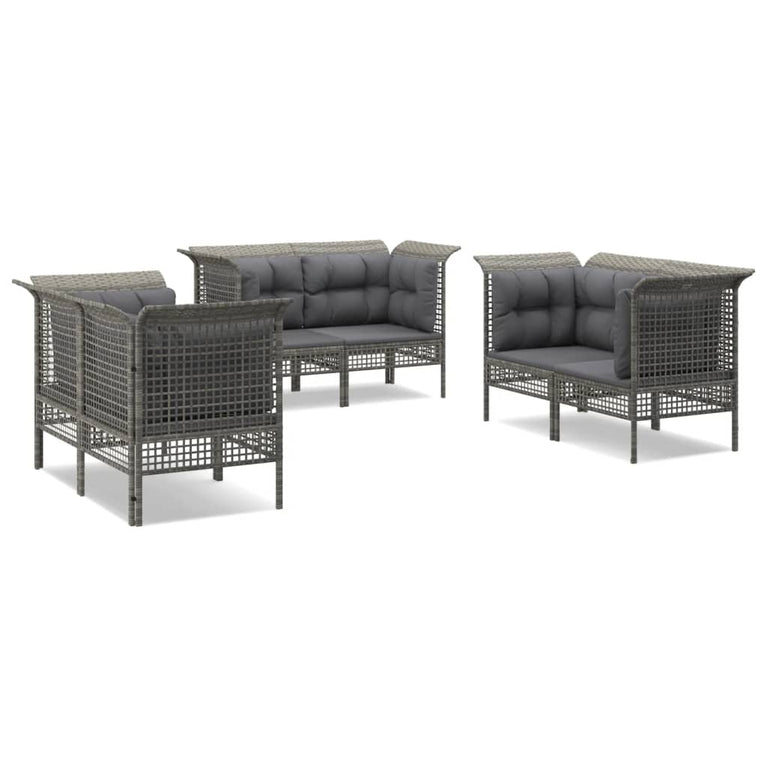 6-delige Loungeset met kussens poly rattan grijs MeubelReus
