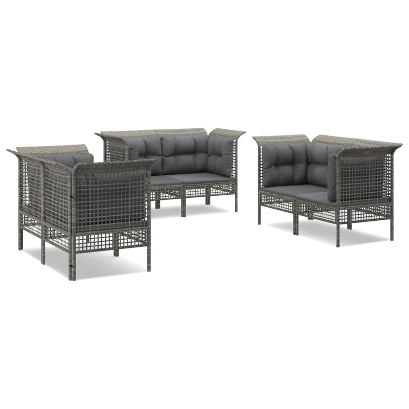 6-delige Loungeset met kussens poly rattan grijs MeubelReus