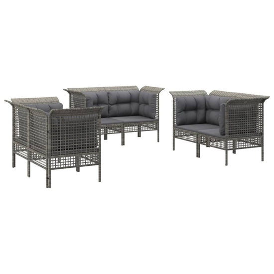 6-delige Loungeset met kussens poly rattan grijs MeubelReus