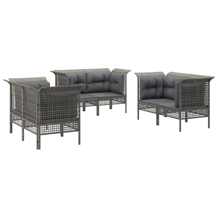 6-delige Loungeset met kussens poly rattan grijs MeubelReus