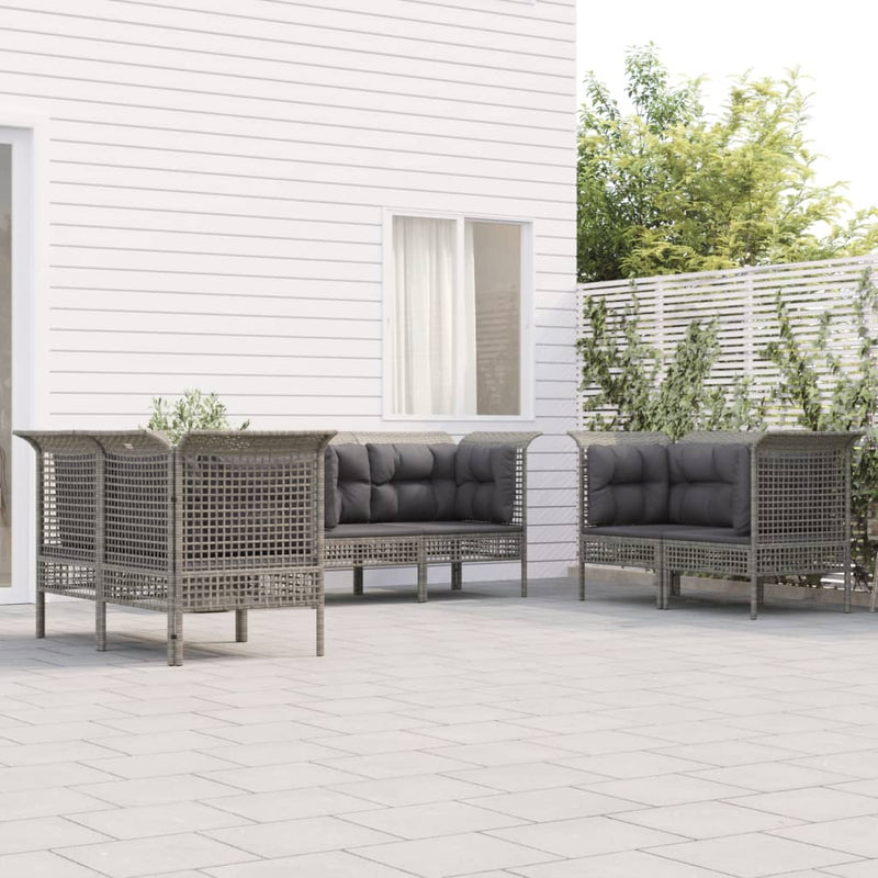 6-delige Loungeset met kussens poly rattan grijs MeubelReus
