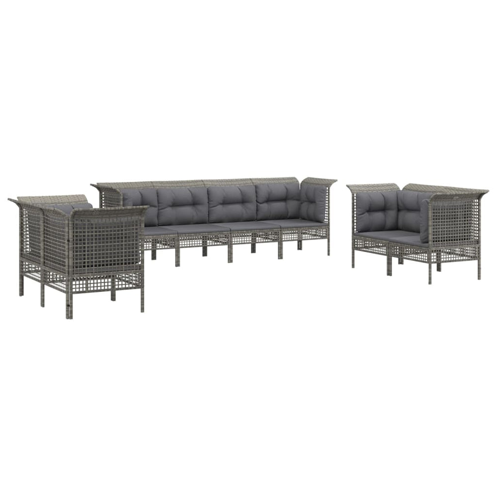 8-delige Loungeset met kussens poly rattan grijs MeubelReus