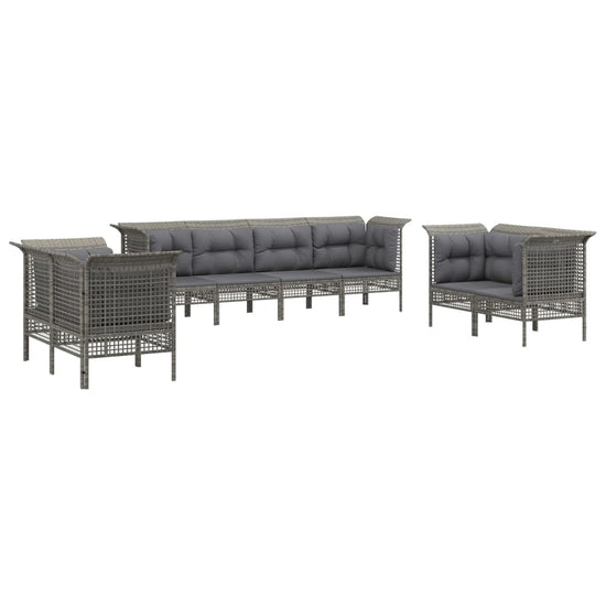 8-delige Loungeset met kussens poly rattan grijs MeubelReus