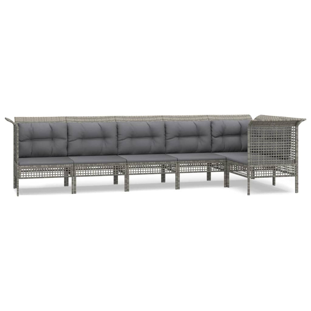 6-delige Loungeset met kussens poly rattan grijs MeubelReus
