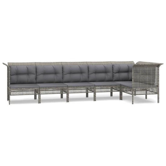 6-delige Loungeset met kussens poly rattan grijs MeubelReus