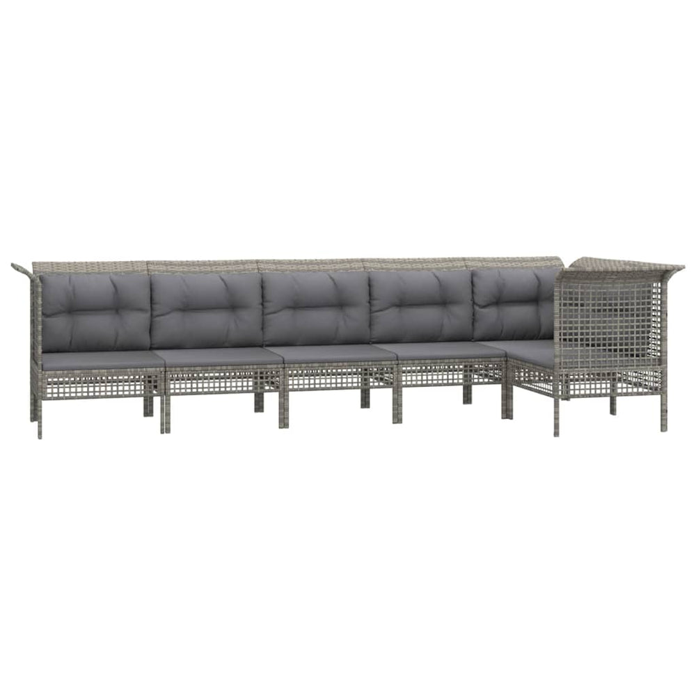 6-delige Loungeset met kussens poly rattan grijs MeubelReus