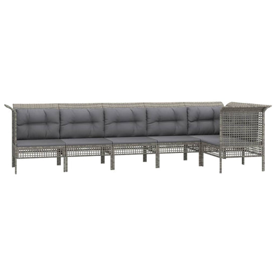 6-delige Loungeset met kussens poly rattan grijs MeubelReus
