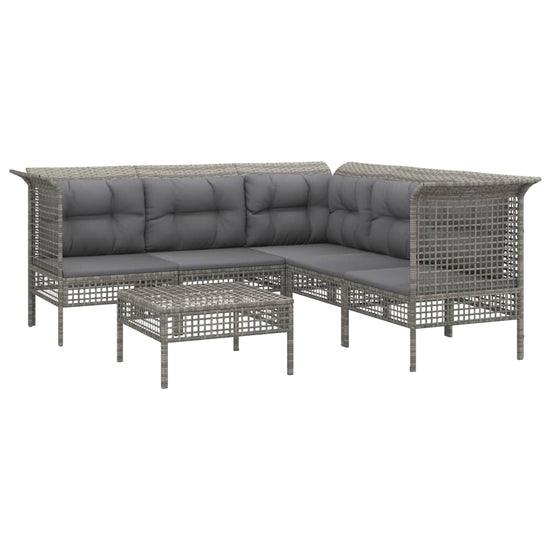 6-delige Loungeset met kussens poly rattan grijs MeubelReus
