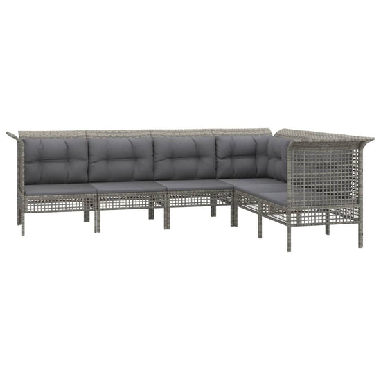 6-delige Loungeset met kussens poly rattan grijs MeubelReus