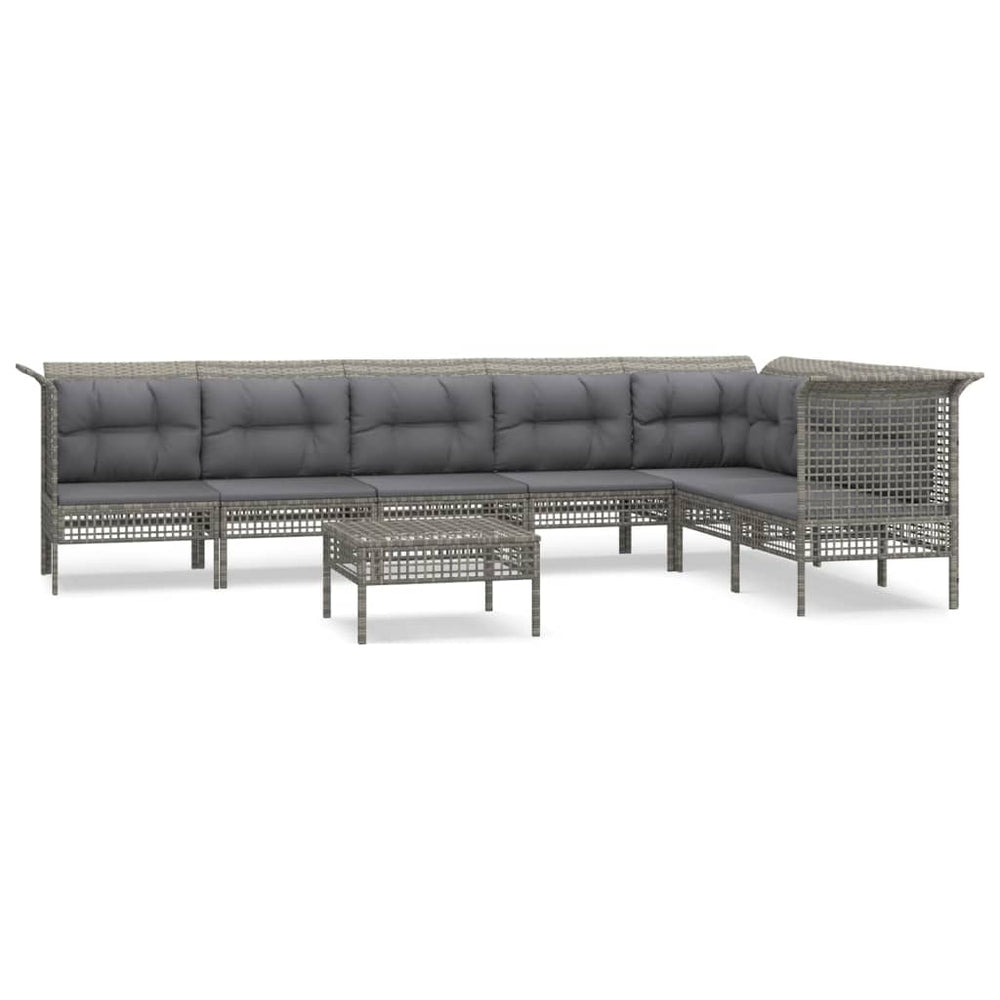 8-delige Loungeset met kussens poly rattan grijs MeubelReus